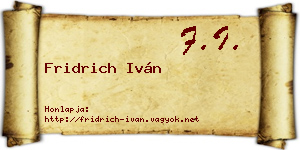 Fridrich Iván névjegykártya