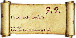 Fridrich Iván névjegykártya